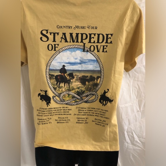 Stampede of Love Country Music Tour yellow concert tshirt size small brand new - Picture 8 of 14